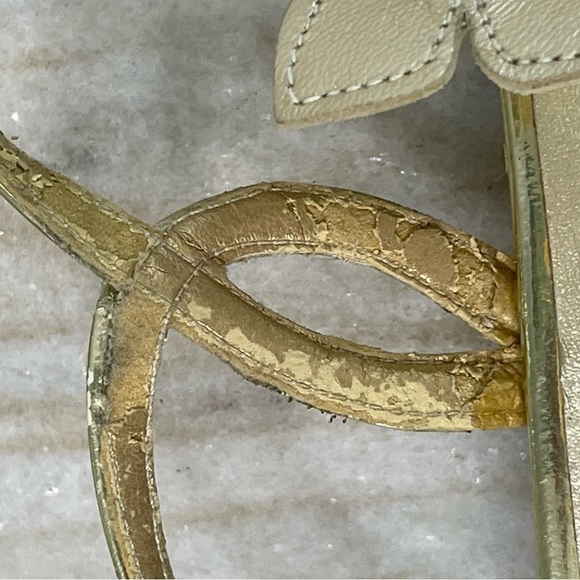 Stuart Weitzman sandal gold sz 7 floral detail - Picture 11 of 15